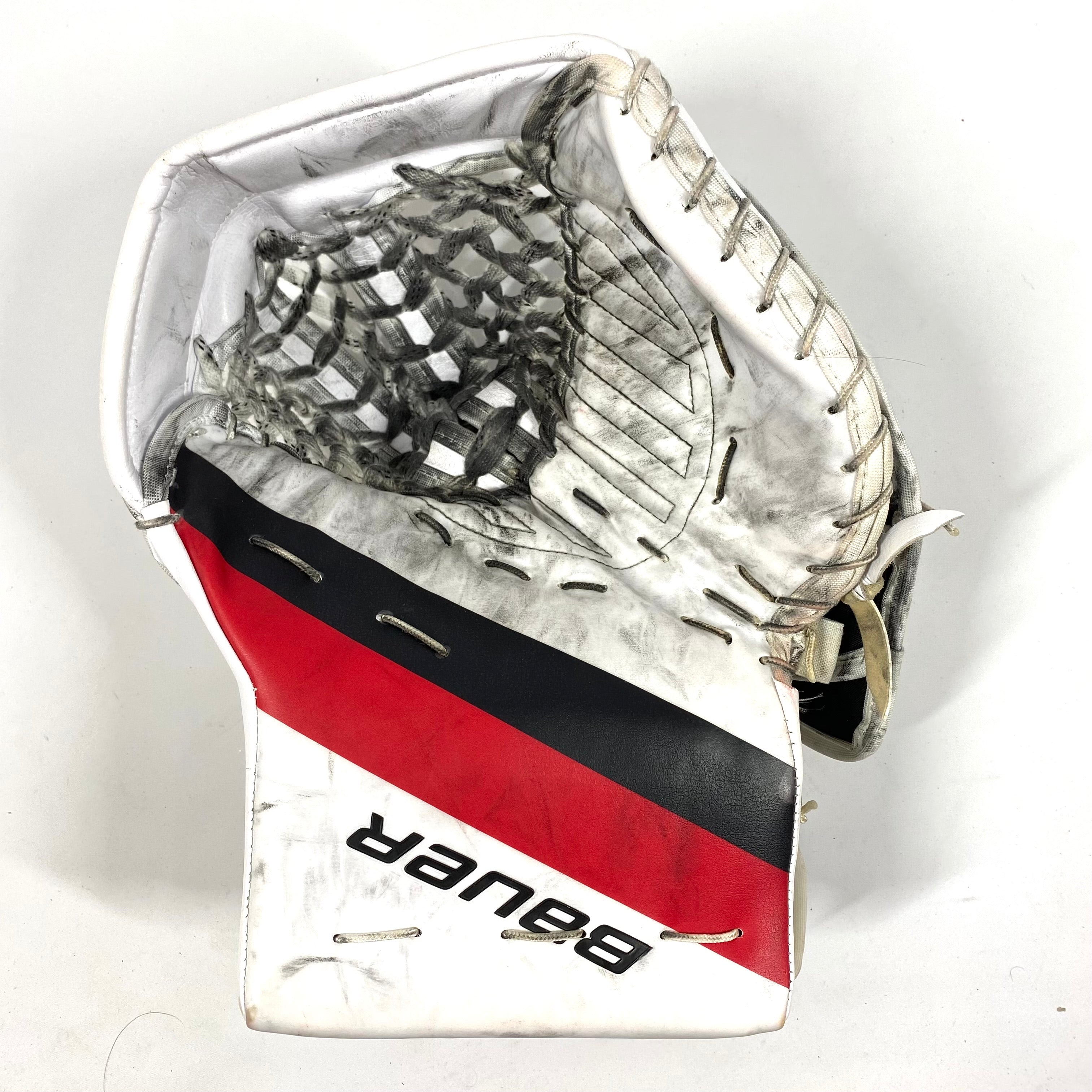 Bauer Supreme Mach - Gant de gardien de but Pro Stock d'occasion (blanc/rouge/noir)